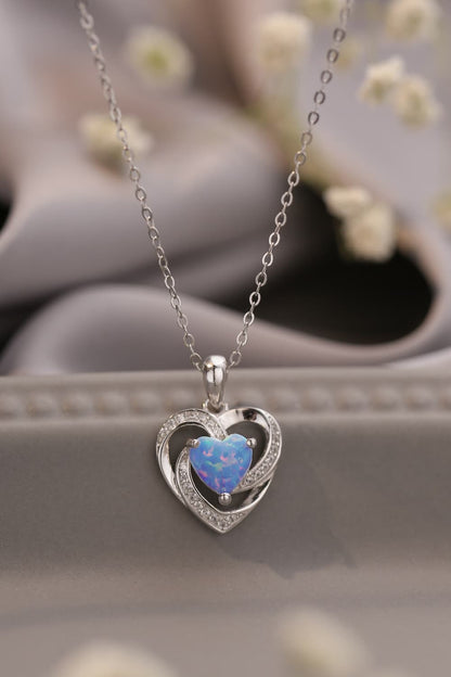 Opal Heart Pendant Necklace - adritiX