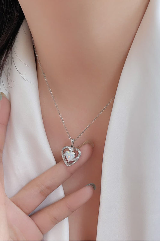 Opal Heart Pendant Necklace - adritiX