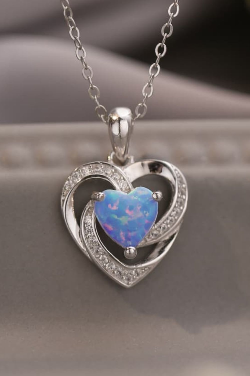 Opal Heart Pendant Necklace - adritiX