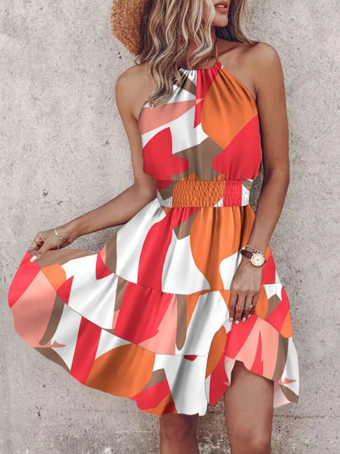 Paisley Print Halter Neck Mini Dress - adritiX