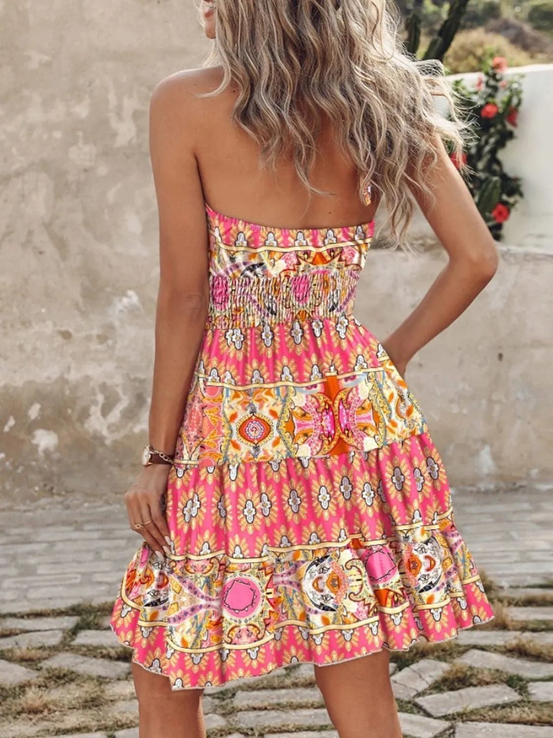 Paisley Print Halter Neck Mini Dress - adritiX