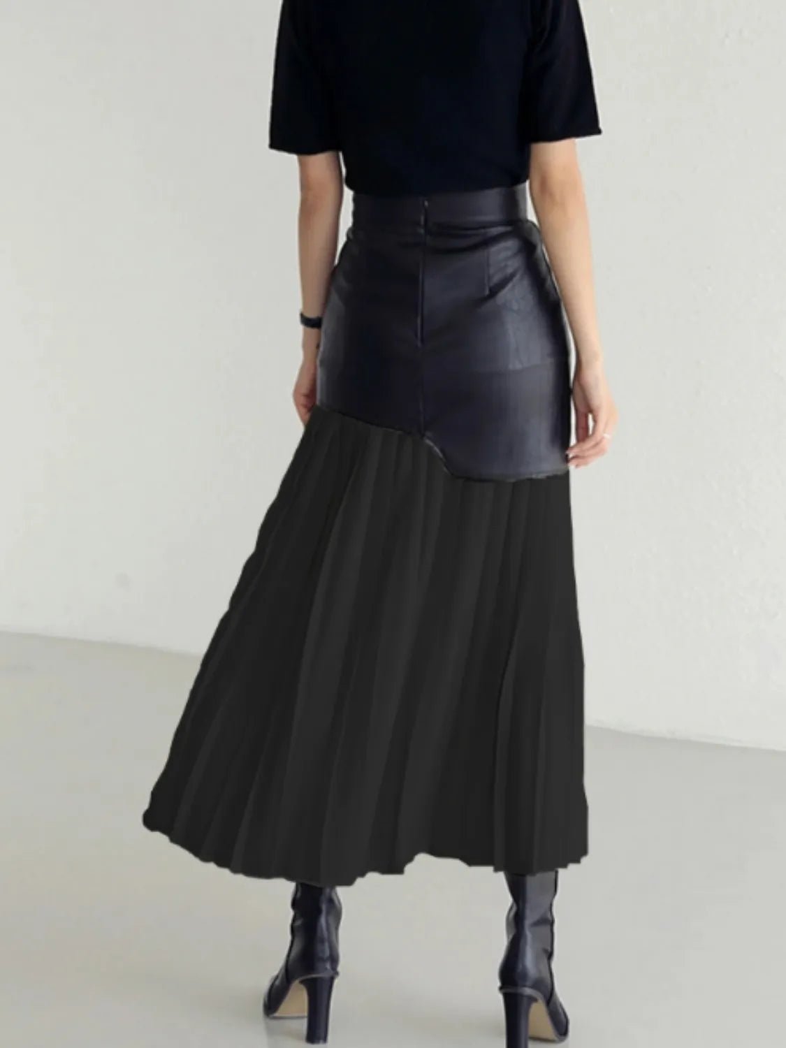 Patchwork Contrast Pleated Skirt - adritiX