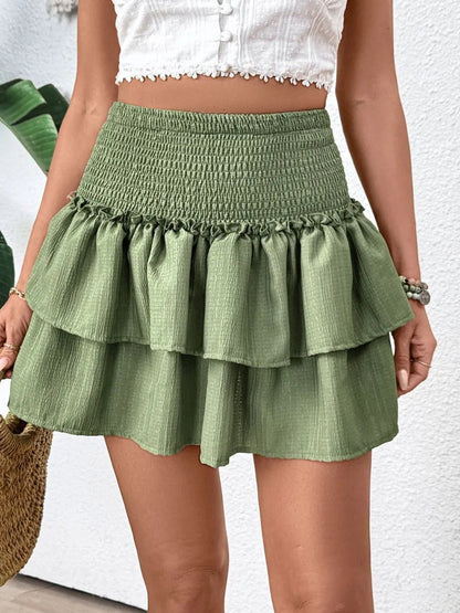 Perfee Layered Smocked Mini Skirt - adritiX