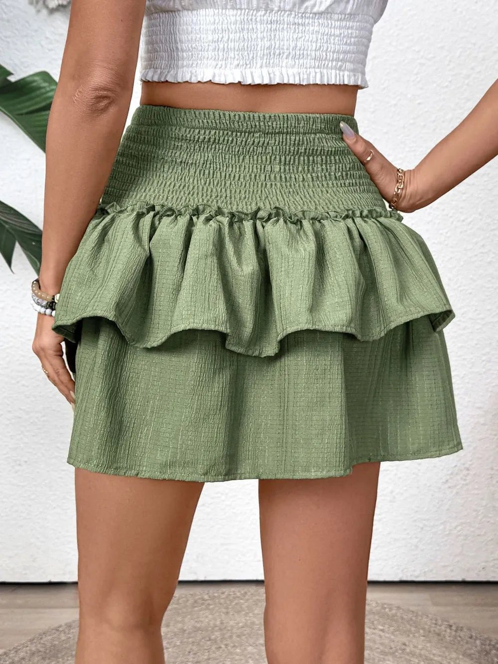 Perfee Layered Smocked Mini Skirt - adritiX