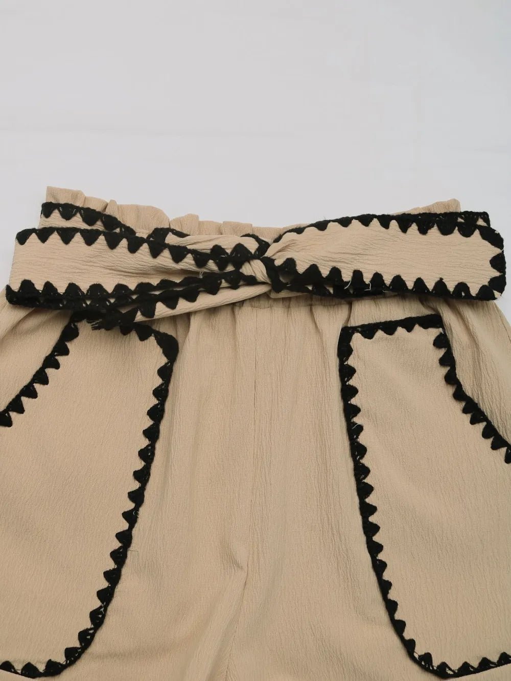Perfee Tied Contrast Trim Shorts - adritiX