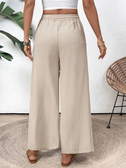 Perfee Wide Leg Drawstring Pants - Effortless Comfort & Chic Style - adritiX