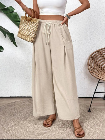 Perfee Wide Leg Drawstring Pants - Effortless Comfort & Chic Style - adritiX