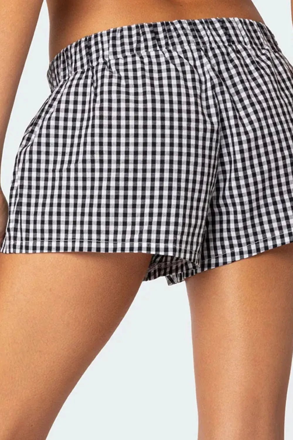 Plaid Elastic Waist Shorts - adritiX