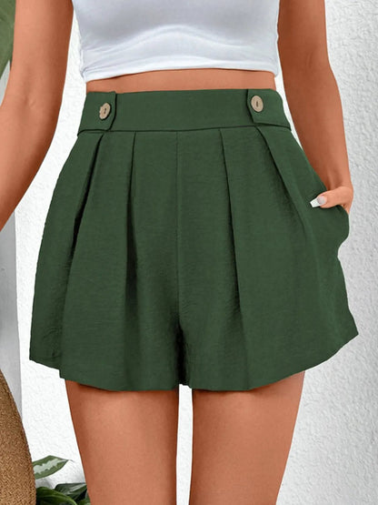 Pleated Detail Shorts with Pockets - adritiX