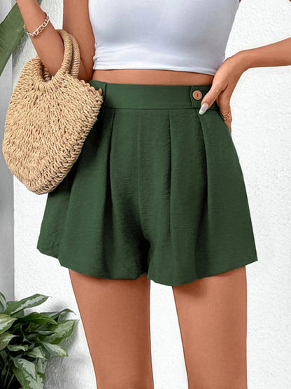 Pleated Detail Shorts with Pockets - adritiX