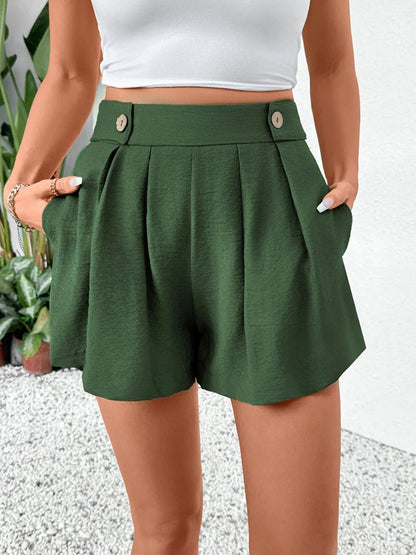 Pleated Detail Shorts with Pockets - adritiX