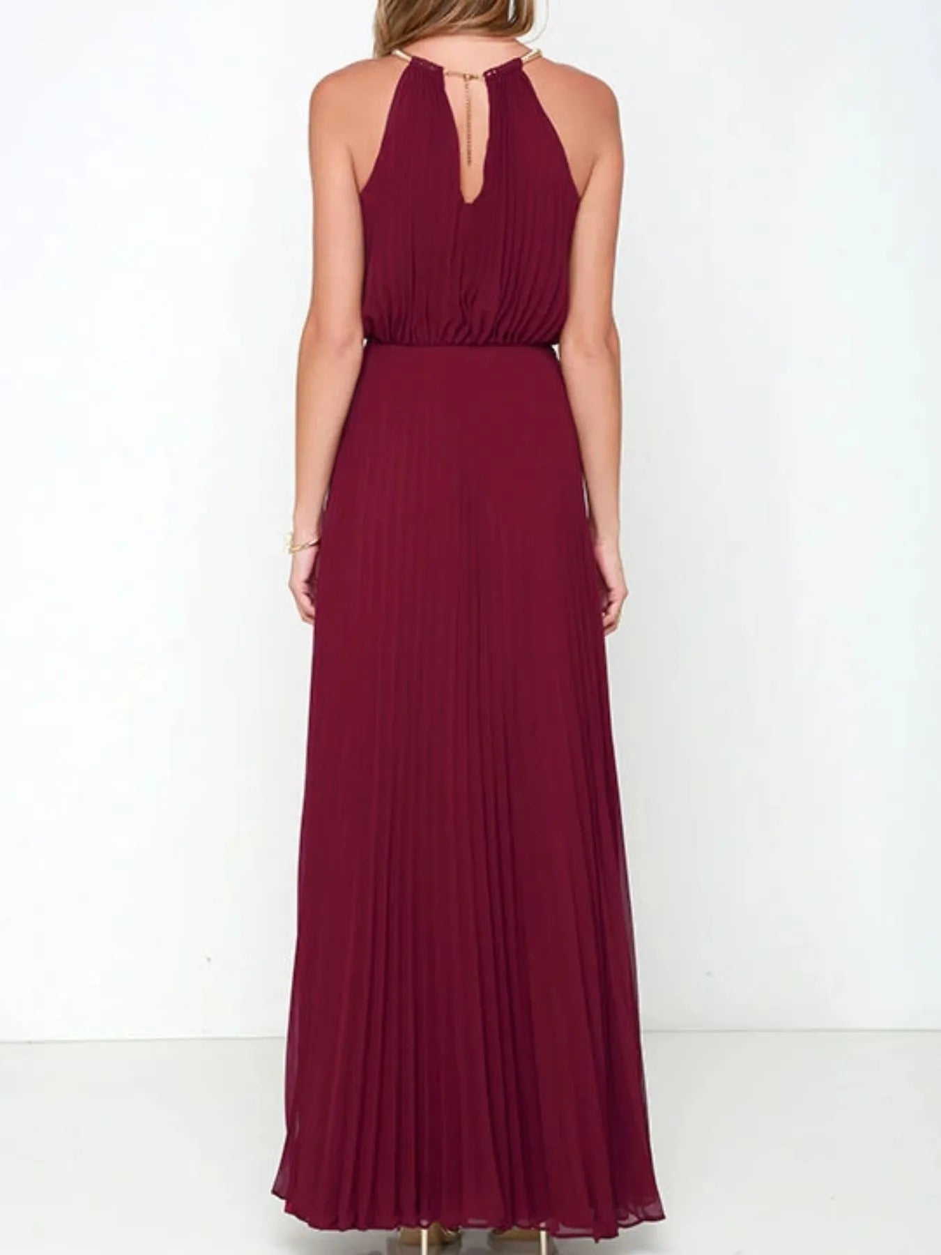 Pleated Sleeveless Maxi Tank Dress - adritiX