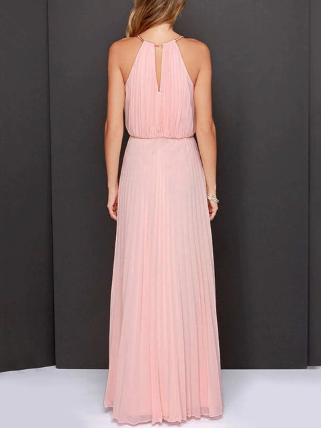 Pleated Sleeveless Maxi Tank Dress - adritiX