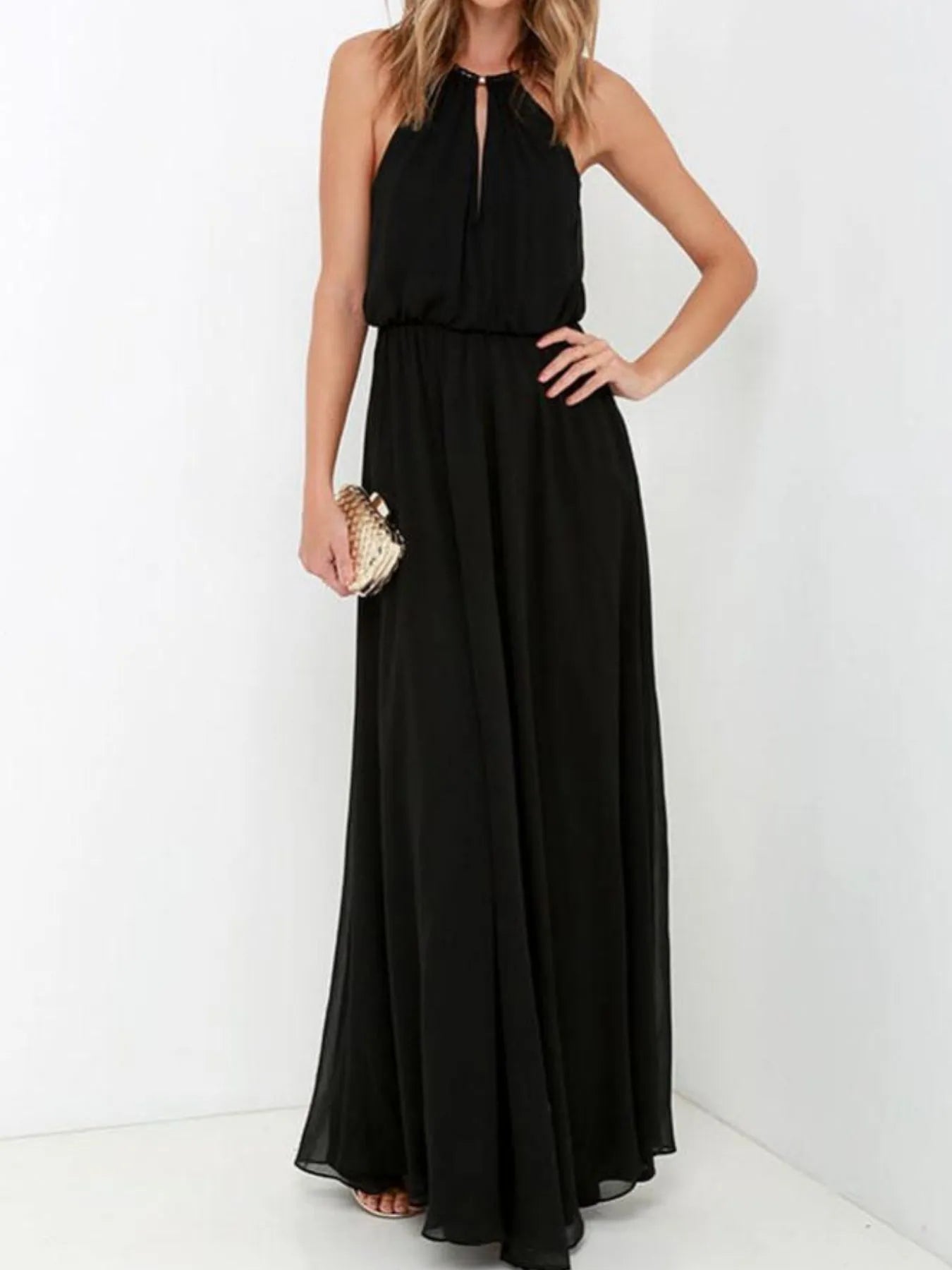 Pleated Sleeveless Maxi Tank Dress - adritiX