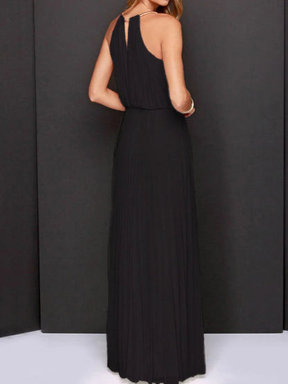 Pleated Sleeveless Maxi Tank Dress - adritiX