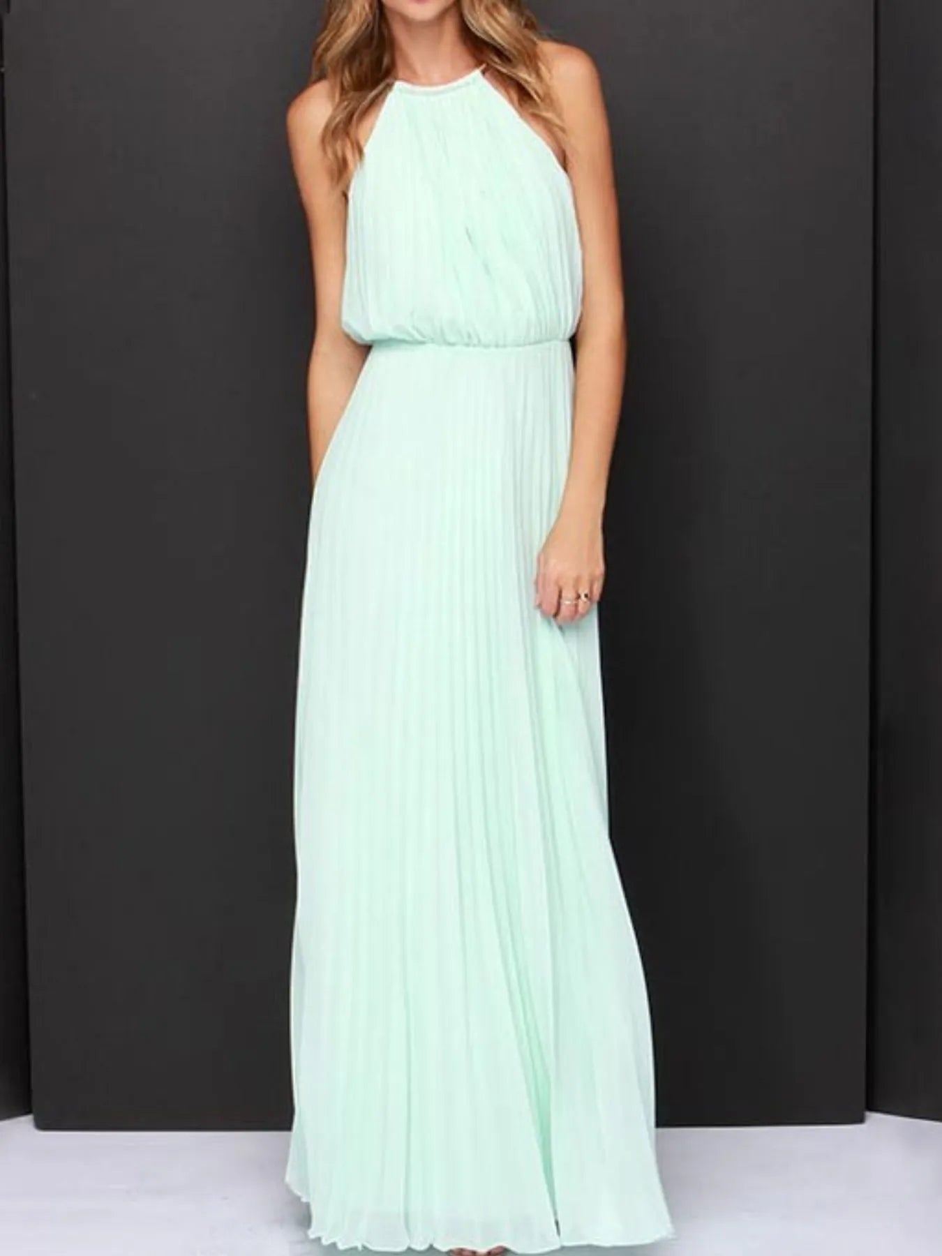 Pleated Sleeveless Maxi Tank Dress - adritiX