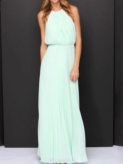 Pleated Sleeveless Maxi Tank Dress - adritiX