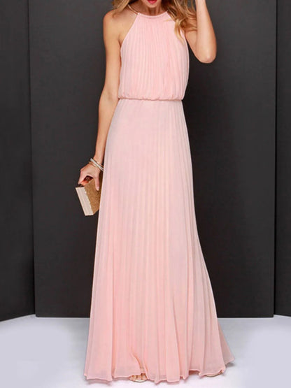 Pleated Sleeveless Maxi Tank Dress - adritiX