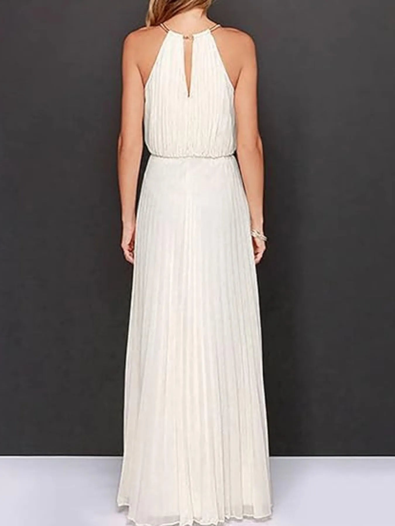 Pleated Sleeveless Maxi Tank Dress - adritiX