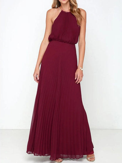 Pleated Sleeveless Maxi Tank Dress - adritiX