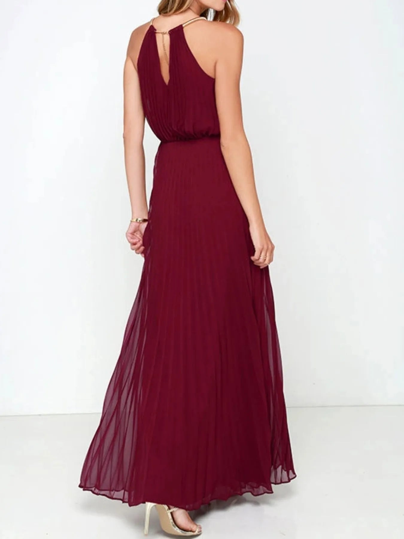 Pleated Sleeveless Maxi Tank Dress - adritiX