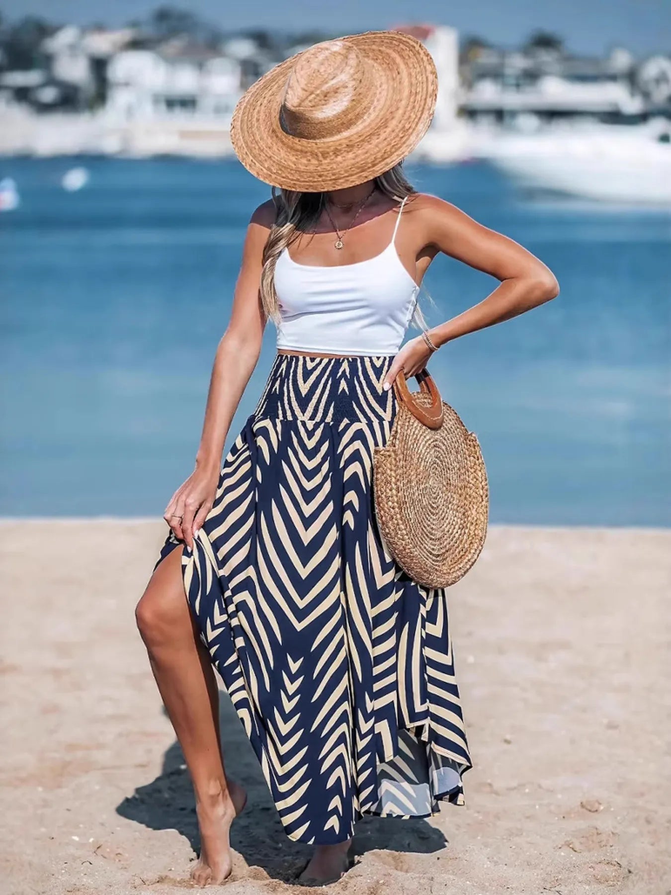 Printed High Waist Maxi Skirt - adritiX