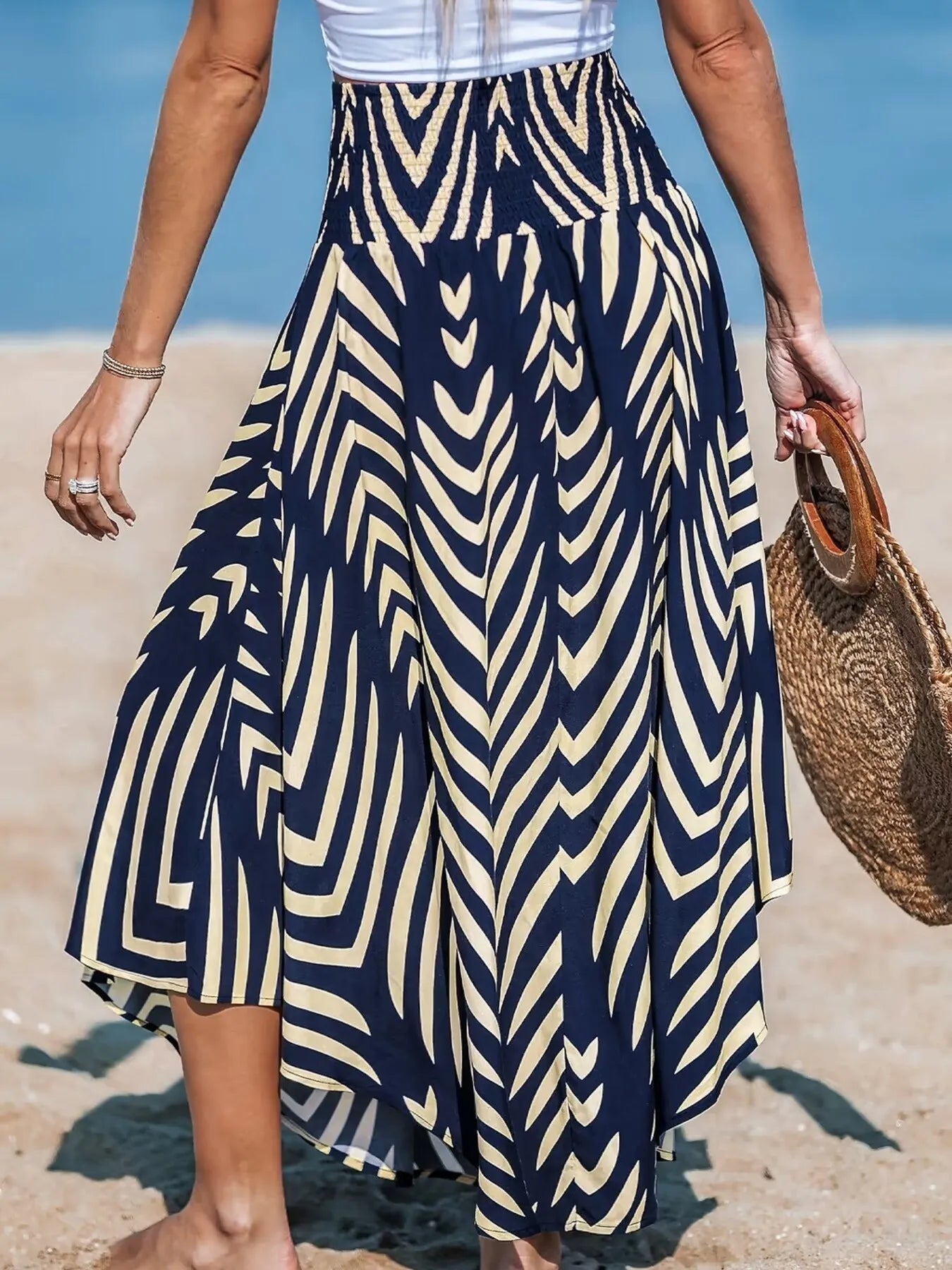 Printed High Waist Maxi Skirt - adritiX