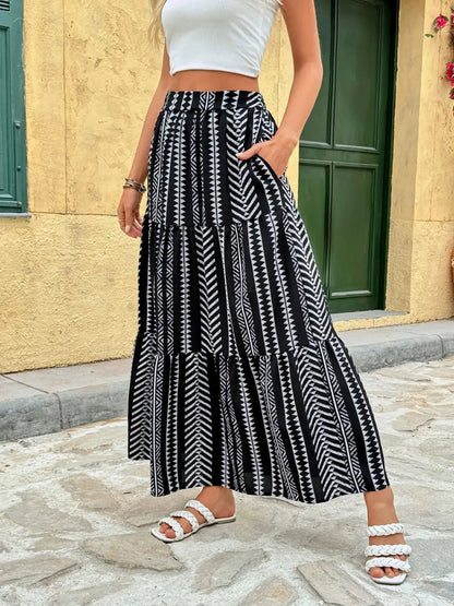 Printed High Waist Skirt - adritiX