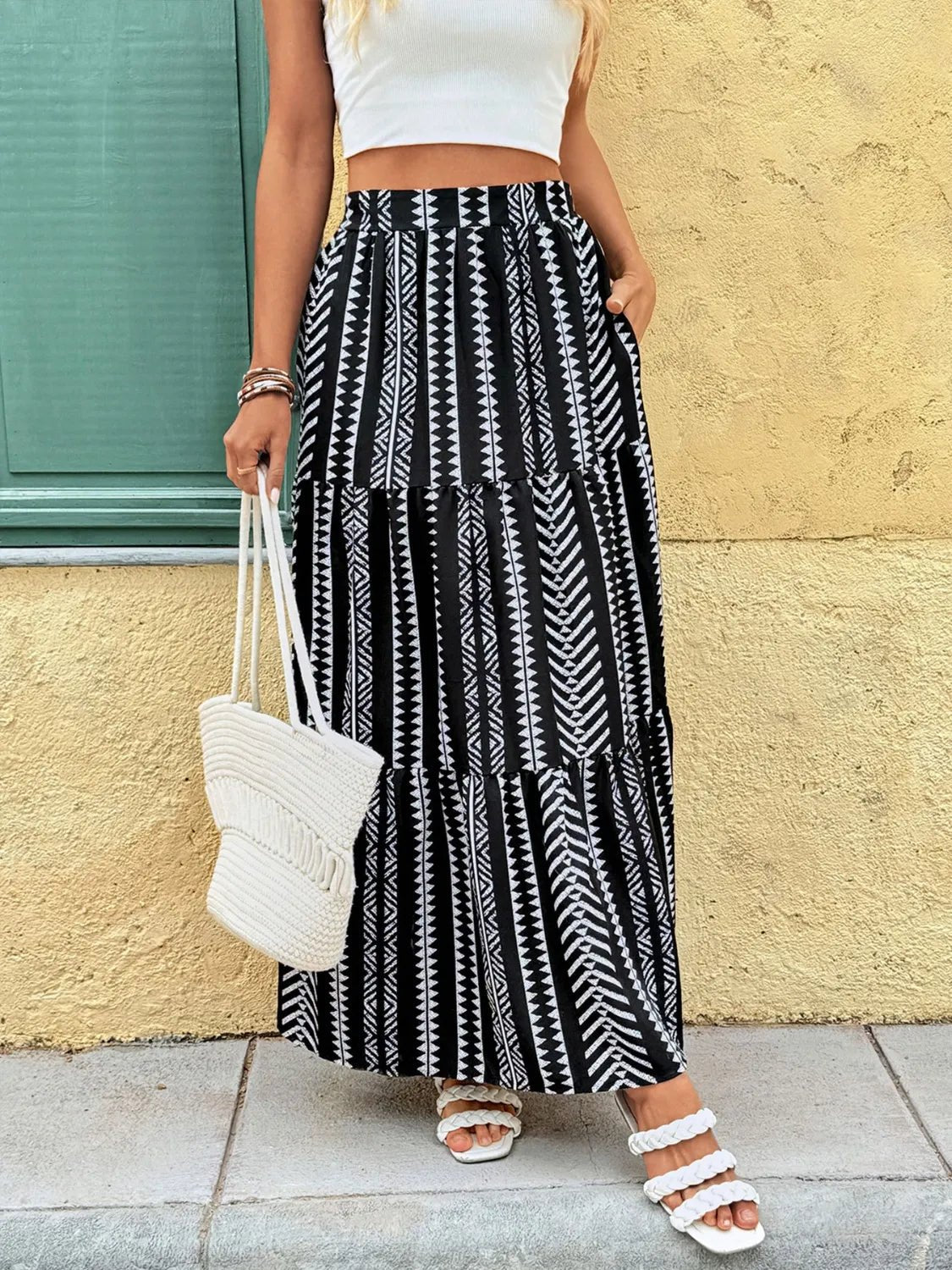Printed High Waist Skirt - adritiX