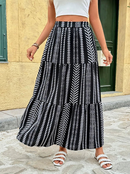 Printed High Waist Skirt - adritiX