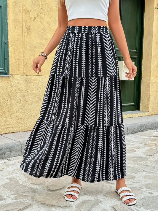Printed High Waist Skirt - adritiX