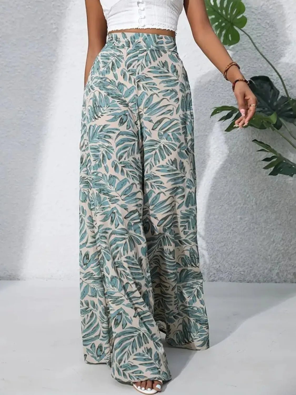 Printed High Waist Wide Leg Pants - adritiX