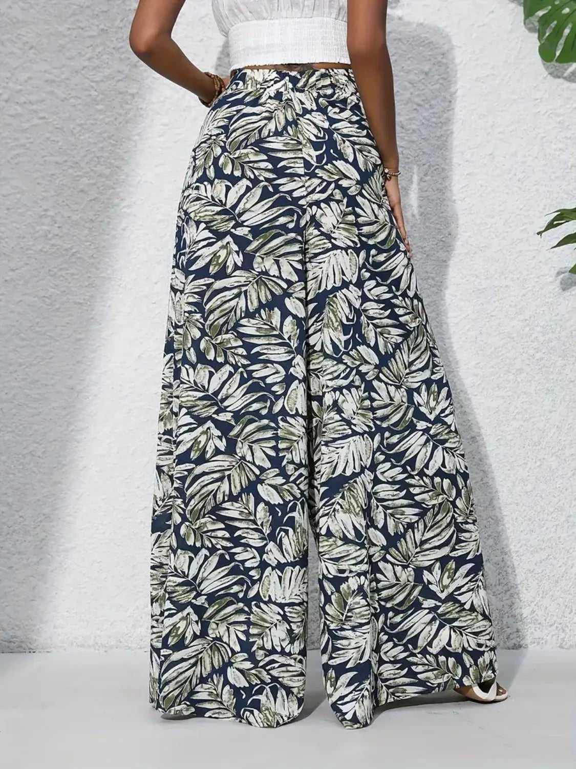Printed High Waist Wide Leg Pants - adritiX