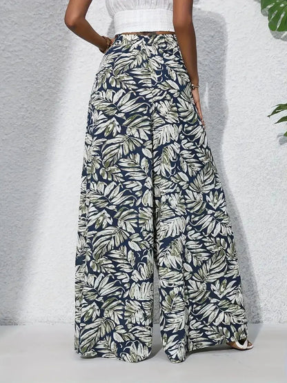 Printed High Waist Wide Leg Pants - adritiX