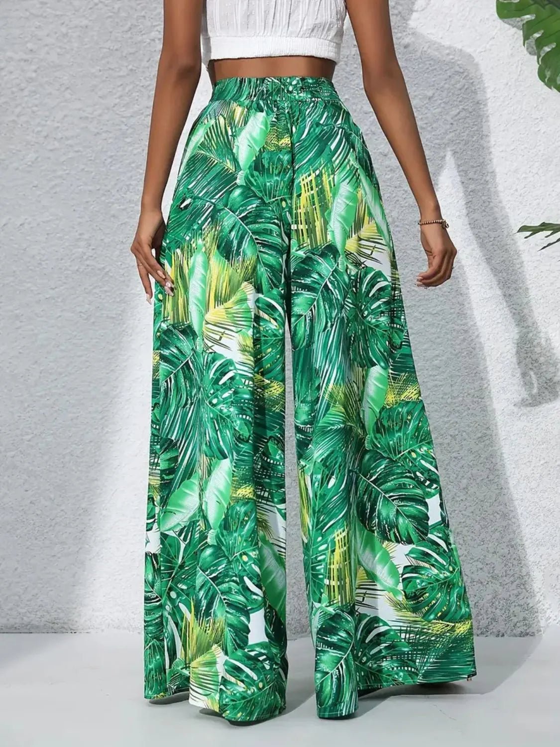 Printed High Waist Wide Leg Pants - adritiX