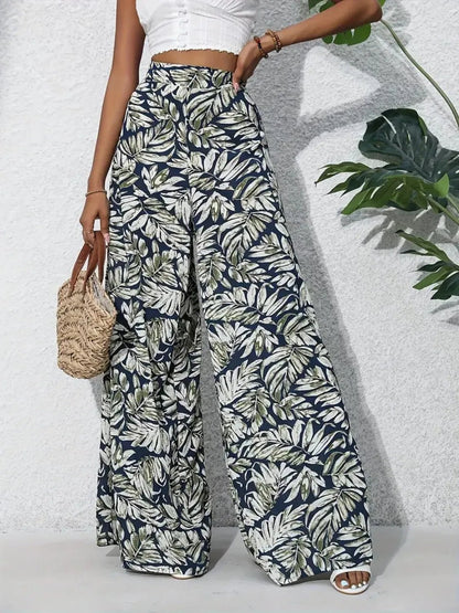 Printed High Waist Wide Leg Pants - adritiX
