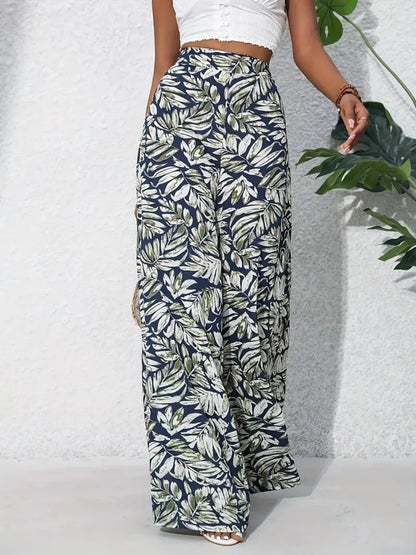 Printed High Waist Wide Leg Pants - adritiX