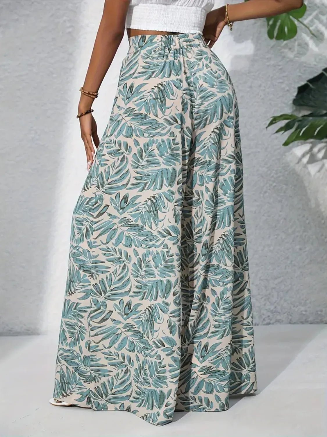 Printed High Waist Wide Leg Pants - adritiX