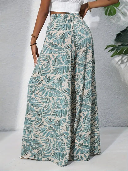 Printed High Waist Wide Leg Pants - adritiX