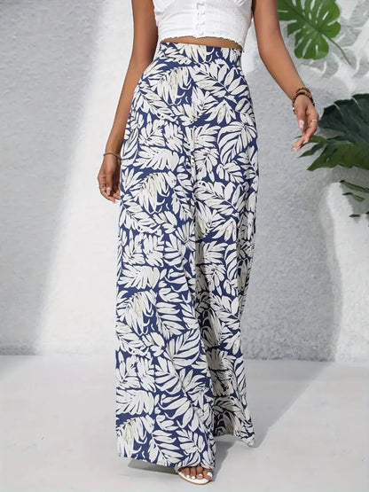 Printed High Waist Wide Leg Pants - adritiX