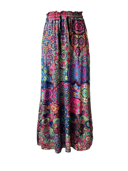 Printed Maxi Skirt with Pockets - adritiX