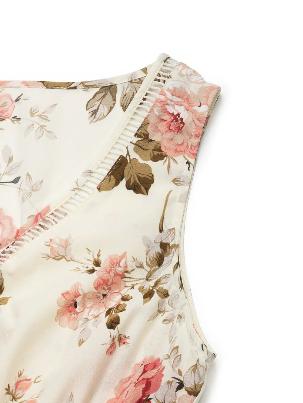 Printed Ruffled Hem V - Neck Sleeveless Dress - adritiX