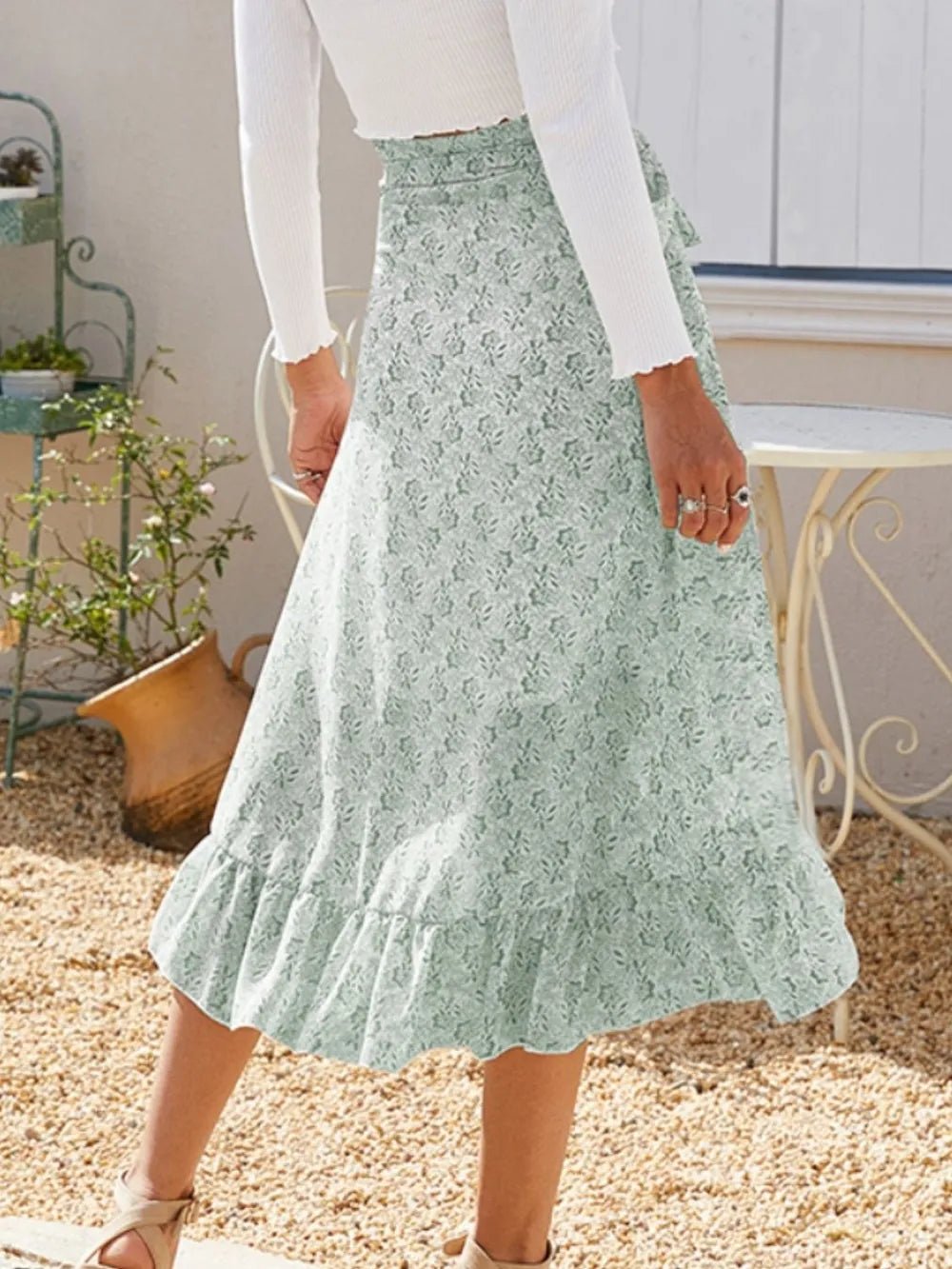 Printed Ruffled Midi Skirt - adritiX