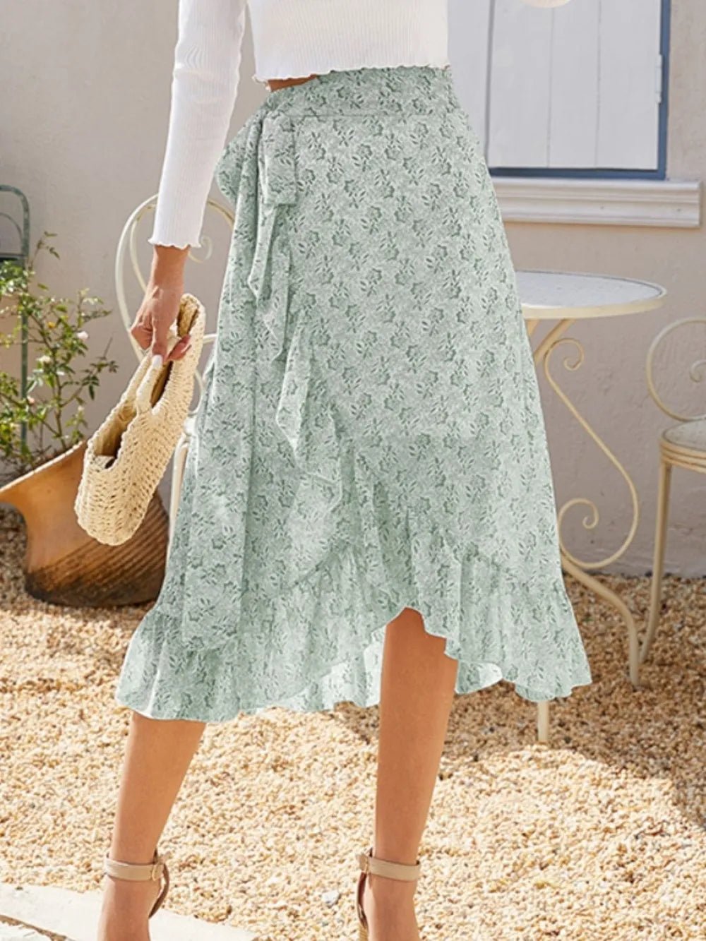 Printed Ruffled Midi Skirt - adritiX