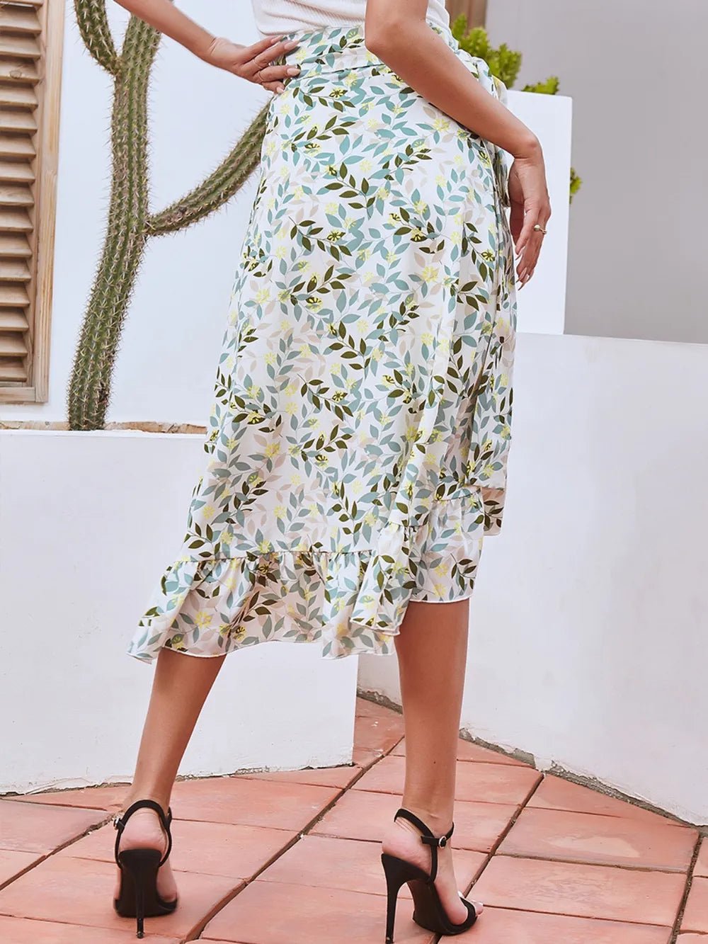 Printed Ruffled Midi Skirt - adritiX