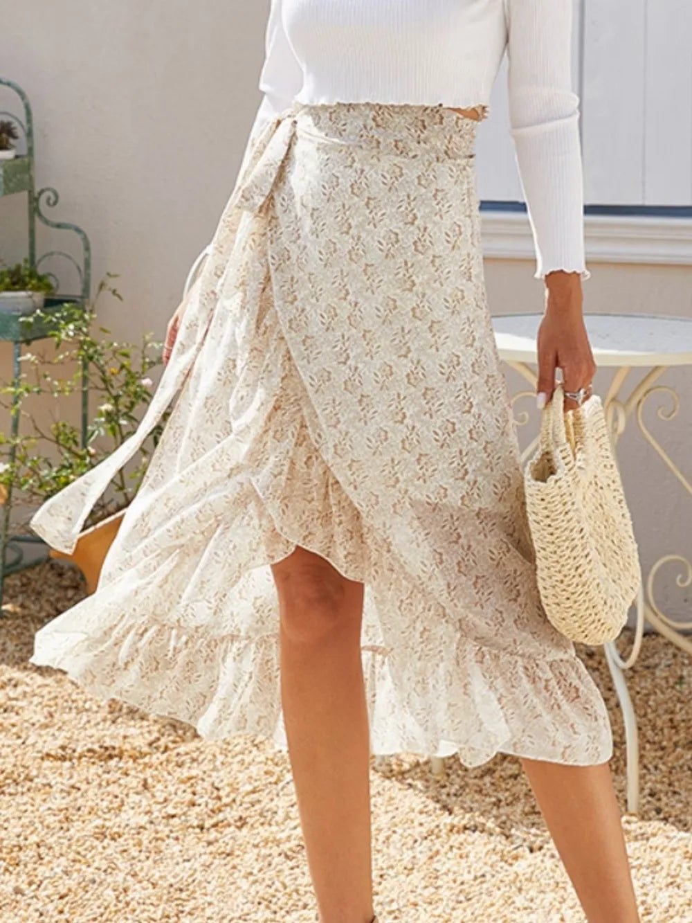 Printed Ruffled Midi Skirt - adritiX