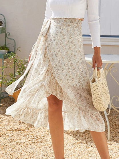 Printed Ruffled Midi Skirt - adritiX