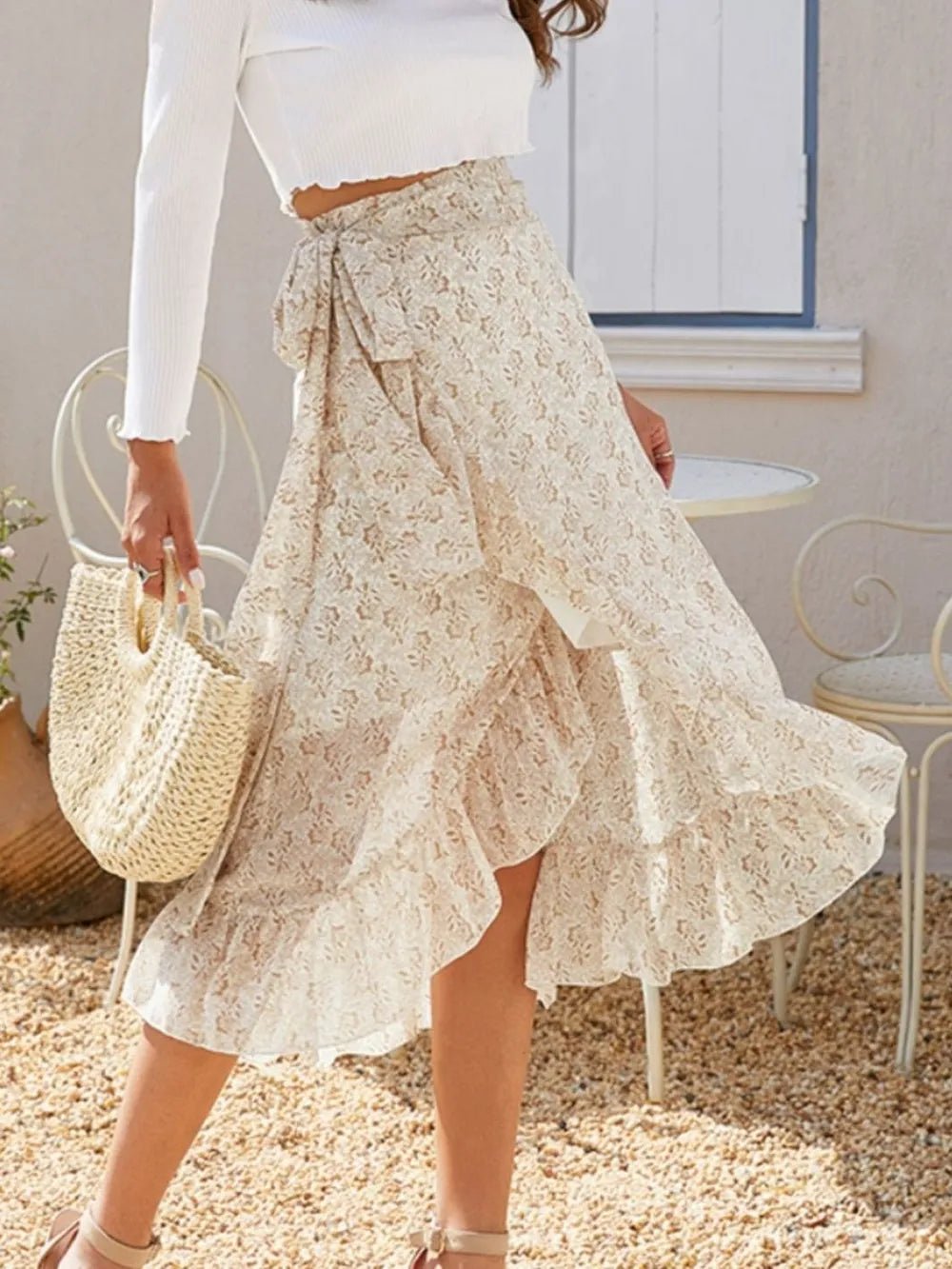 Printed Ruffled Midi Skirt - adritiX