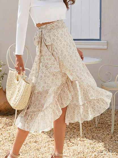 Printed Ruffled Midi Skirt - adritiX