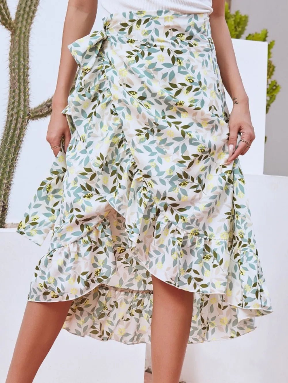 Printed Ruffled Midi Skirt - adritiX
